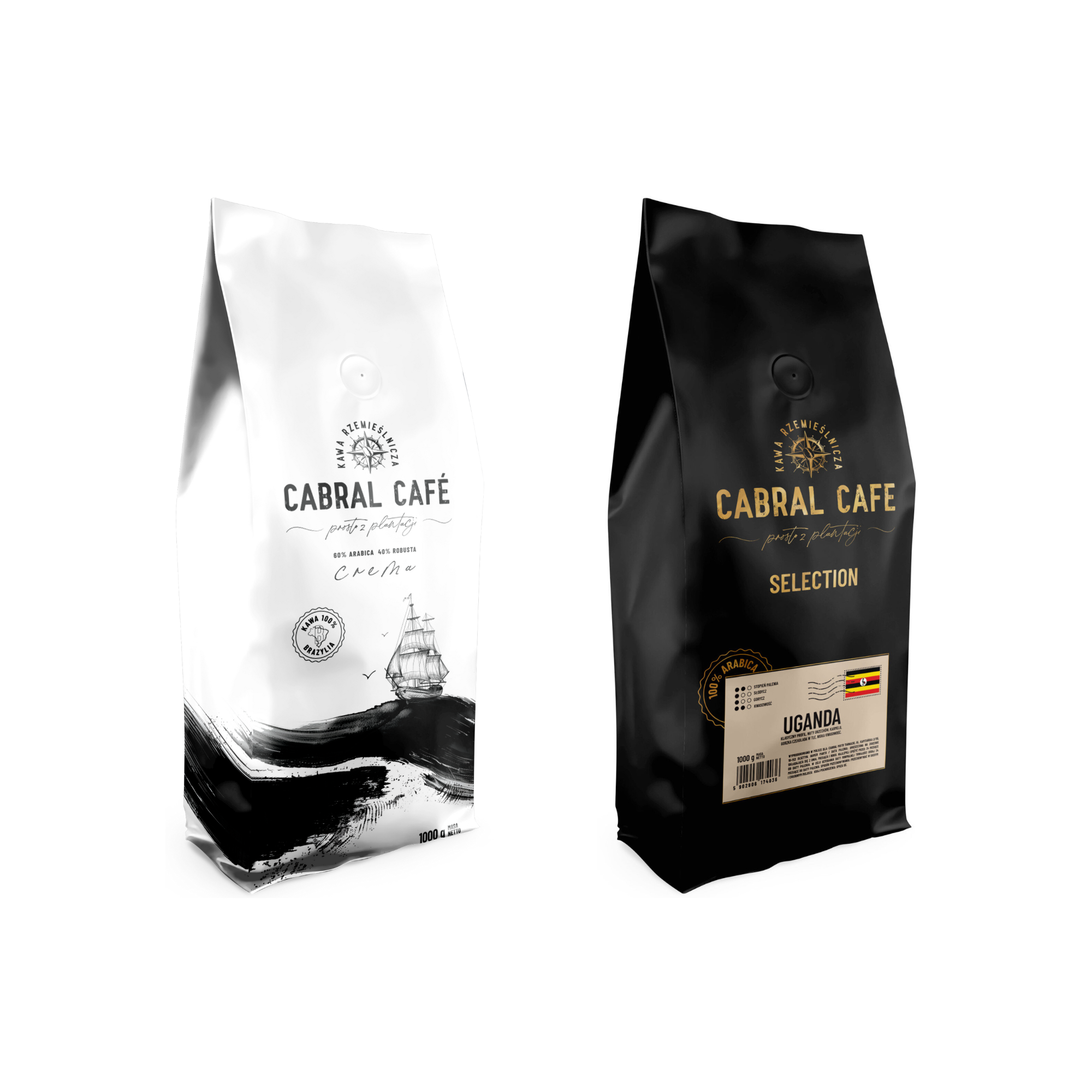 Kawa ziarnista CABRAL CAFE Crema 1 kg (Rzemieślnicza) + Kawa ziarnista CABRAL CAFE Black 1 kg (Rzemieślnicza)